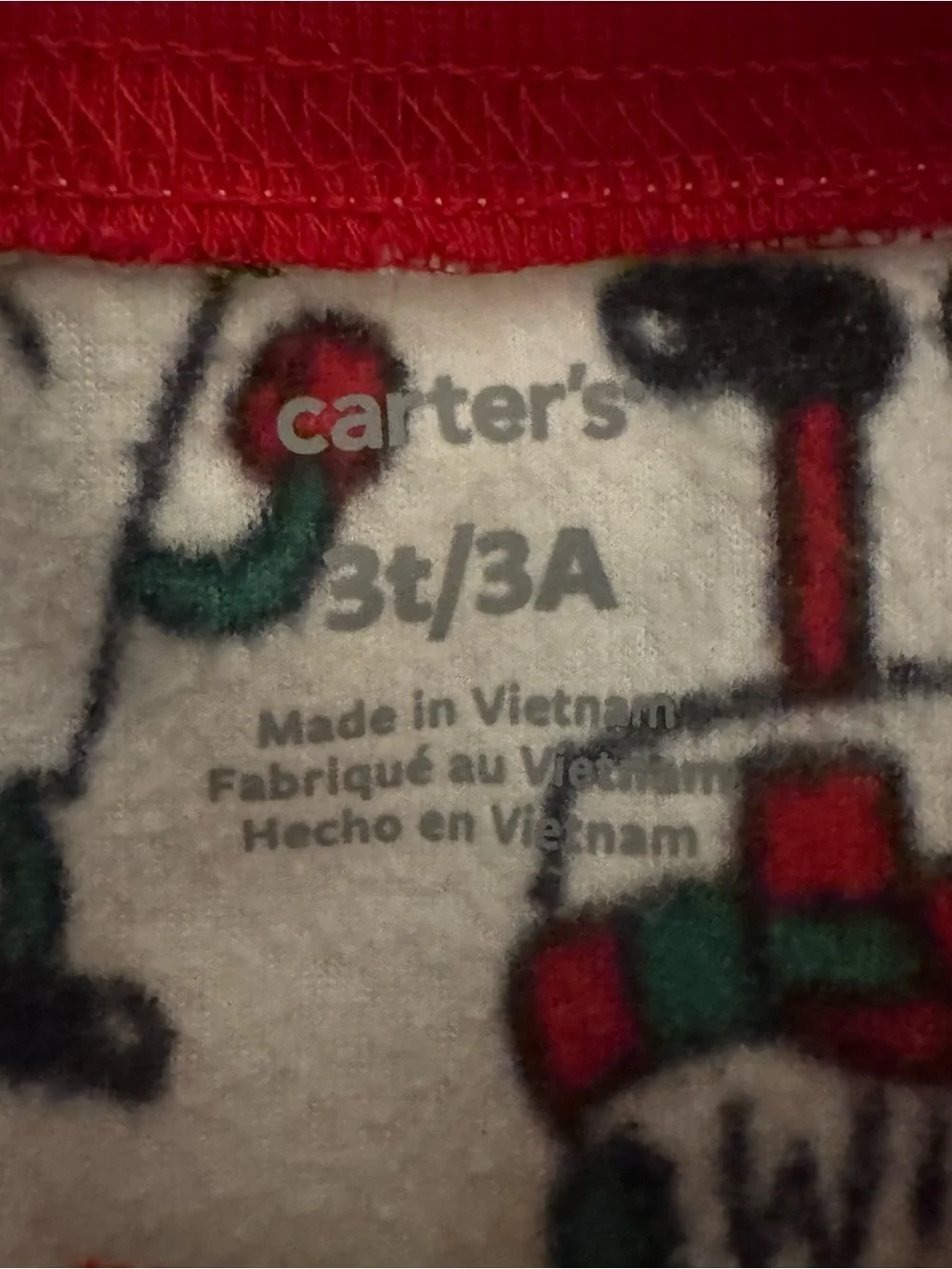 Carter's White Baby Footed Pajamas with Red & Green Holiday Print unisex